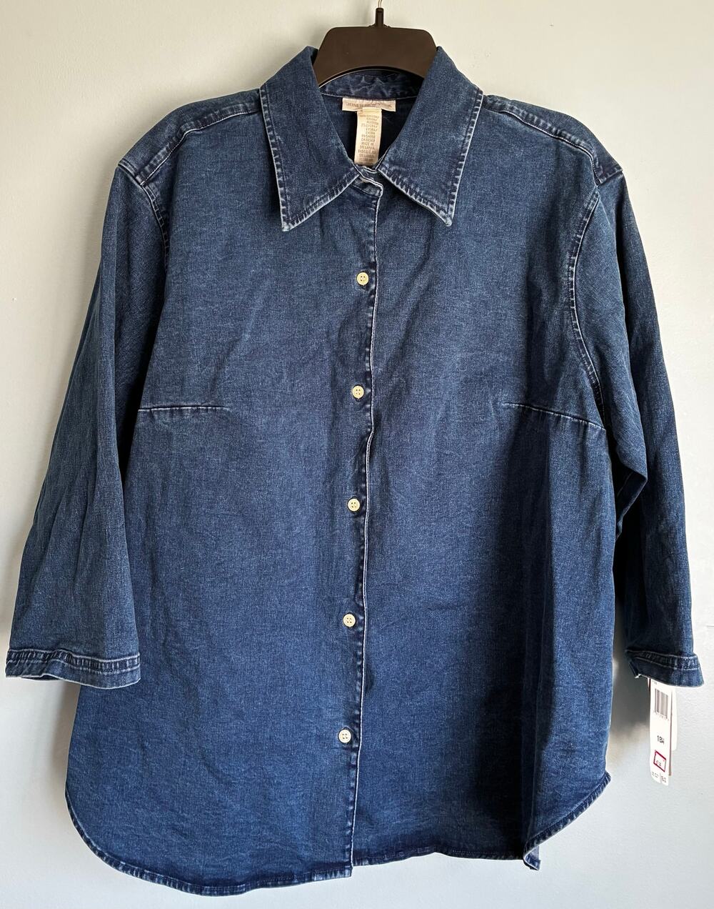 Jones New York Sport Stretch Denim Button Up Top Women's 18W
